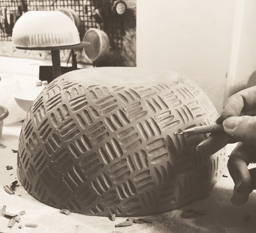 Texturing a slab bowl